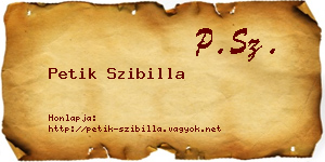 Petik Szibilla névjegykártya